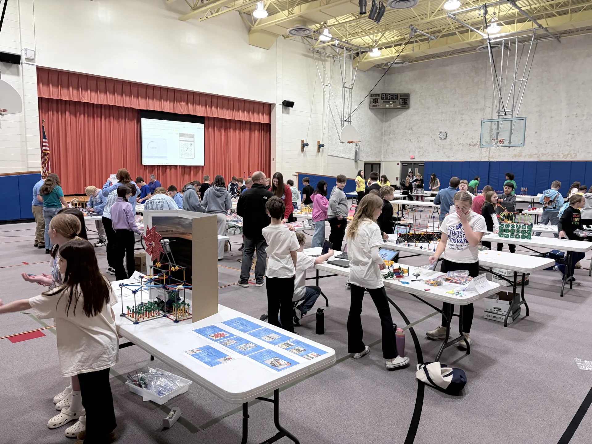 Students building a STEM design prototype